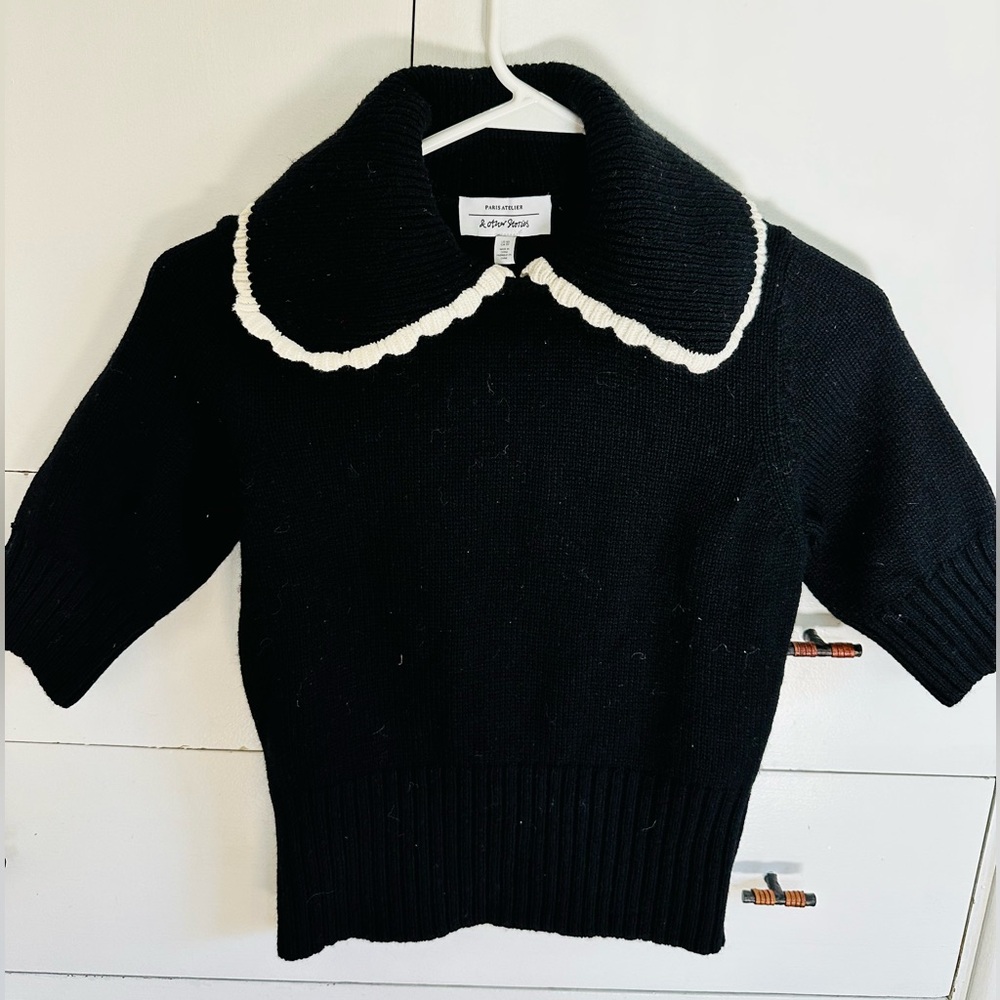 French girl wool sweater with collar - new without tags